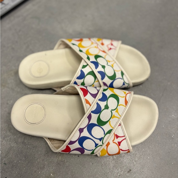 Colorful Logo Slide Sandals Coach - Picture 1 of 4